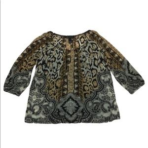 INC  Vintage Animal Print  Blouse Womens Size M